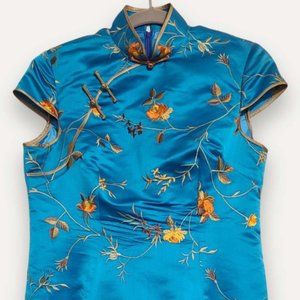 silk embroidered short dress